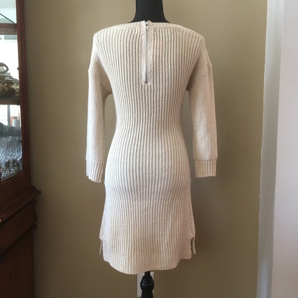 Pink Rose Cable Knit Sweater Dress Cream Womens S - Picture 6 of 8